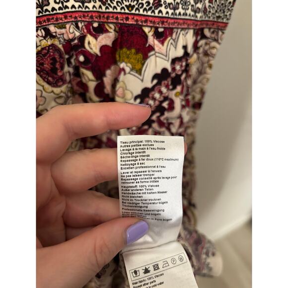 ba&sh Dress Womens Small Zael Paisley Short Sleeve Midi Ecru V-Neck NWT - Picture 7 of 12